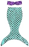 Little Girls 2pss Swimmable Mermaid Tail Princess Bikini Swim Bathing Suit (4-5 Year, Green)