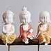 White Ceramic Little Cute Buddha Statue Buddha Figurines Home Decor Creative Crafts Ornaments Gift Delicate Ceramic Arts and Crafts (Red)