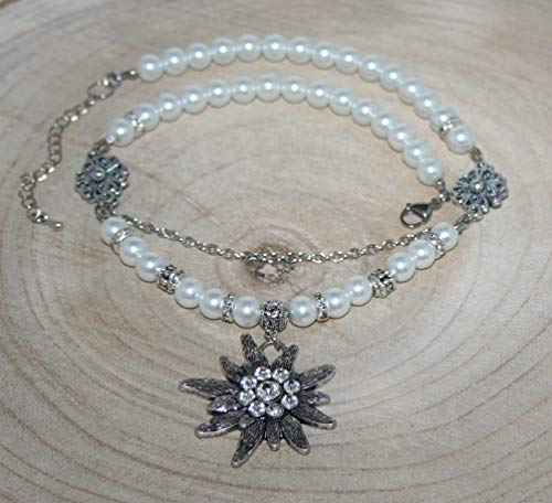 Pearl necklace with edelweiss Dirndl necklace