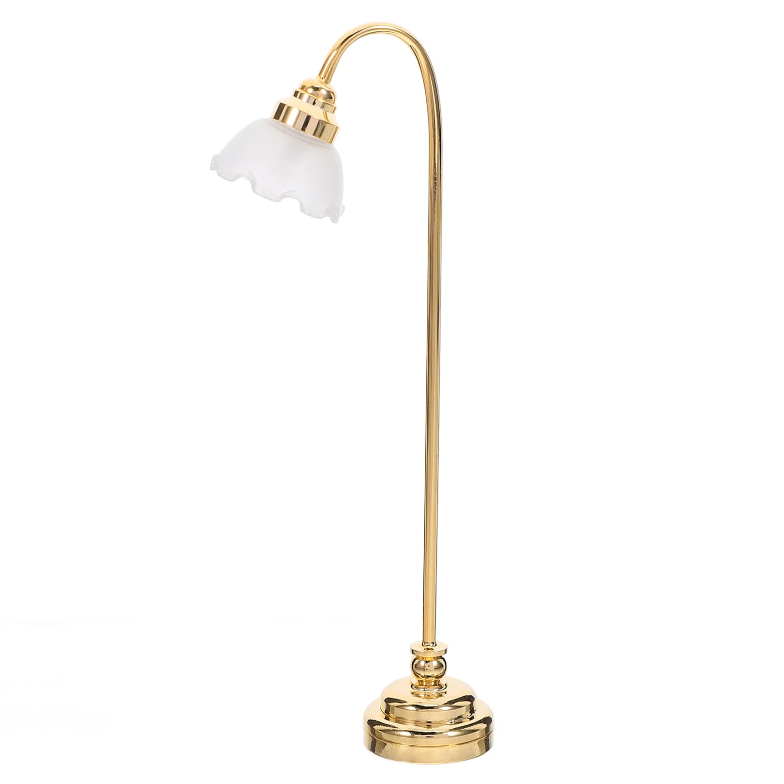 NUOBESTY Miniature Lamp Mini Golden Metal Glass Floor Light for Doll House Furniture Accessory