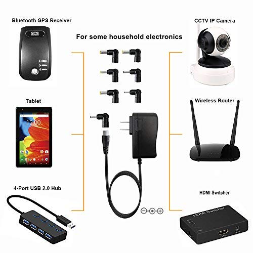 Outtag 5V 2.5a 2a (2000ma) Multi Tip Switching Replacement Power Adapter Supply Wall Charger for raspberry pi 3,Foscam Wireless IP Camera,USB HUB,2.5-inch HDD Enclosure and Other Household Electronics