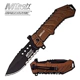 Rogue River Tactical Exclusive Mtech USA Tactical Knives Spring Assisted Folding Pocket Knife Heavy Duty Military Grade Combat with Belt Clip (Desert)