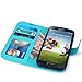 S4 Case, LK [Kickstand Feature] S4 Wallet Case, Luxury PU Leather Wallet Case Flip Cover Built-in Card Slots Stand For Samsung Galaxy S4, SKY BLUE
