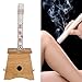 Moxa Stick Bamboo Holder Box,Moxibustion Acupoint Massage Device Tool with Free 10Pcs Pure Moxa Rolls (1 Hole)