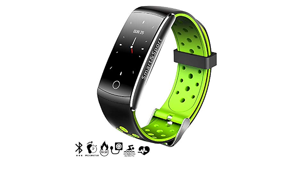 DAM Tekkiwear AK-Q8S - Pulsera Inteligente Bluetooth (Sumergible,  Podómetro, Monitor Cardíaco y de Presión Sanguínea) Negro/Verde :  Amazon.es: Deportes y aire libre