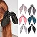 Souarts 8/12PCS Hair Scarf Ponytail for Women Satin Elastic Bow Hair Scarf Scrunchies Hair Bands Hair Scrunchy Ties Hair Accessories for Women Girls (12 PCS-Solid Color)
