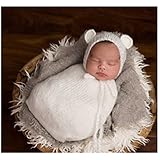 Newborn Baby Infant Photography Photo Props Boy Girl Outfits Cute Sleeping Bag (White)