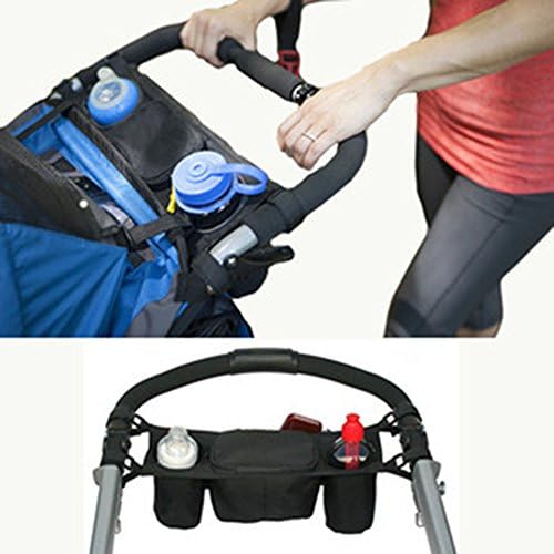 Stroller Organizer Bag, Multifunctional Organizer Fits All Strollers, 2 Insulated Cup Holders, Extra-Large Storage Space for iPhones, Diapers, Toys and iPads, BONUS, Specially Designed Strap