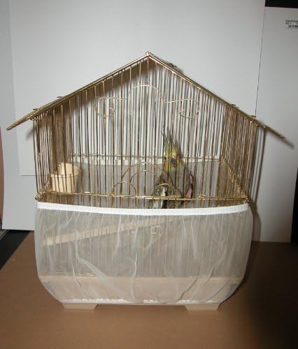 NerverKO Nylon Mesh Bird Seed Catcher Guard Net Cover Shell Skirt Traps Cage Basket S/M/L (M, White)