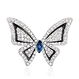 SANWOOD Women's Butterfly Rhinestone Brooch Pin Wedding Bridal Bouquet Jewelry (Silver)