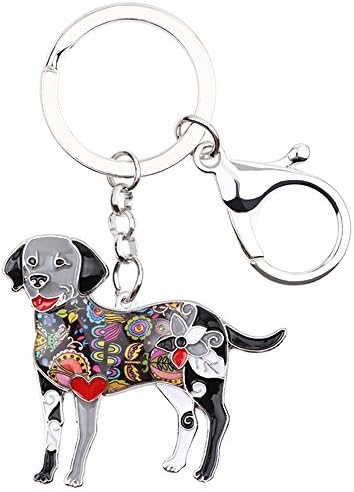 Labrador Dog Key Chain Key Ring Pom Gift Women Girl Bag Pendant Charm Fashion (Black)