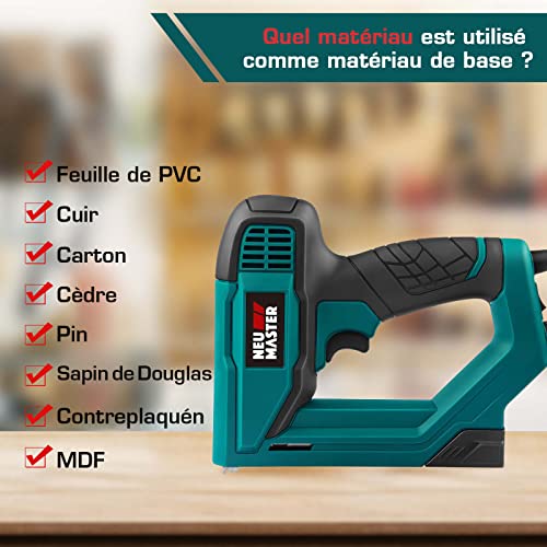 NEU MASTER Electric Stapler, Electric Nailer NTC0060 for DIY Projects in Furniture, Carpentry and Woodworking, Including Staples and Nails