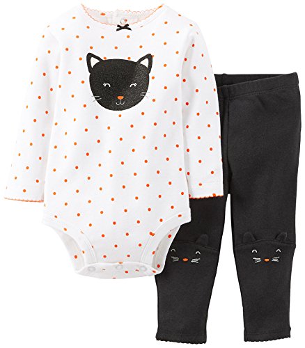 Carters Baby Girls Halloween Kitten Bodysuit Set 3 Month Black/white