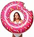Floatie Kings: Strawberry Frosted Donut Pool Float | Giant Premium Inflatable, Summer Pool or Beach Fun, Strengthened PVC Fabric, Includes Patch Kit