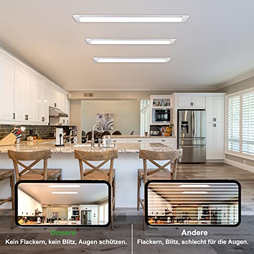LINTRY Feuchtraumleuchte LED 60CM, Kellerlampe LED Deckenleuchte 20W 4000K Neutralweiß 2400LM LED Röhre, Badezimmer… – Bild 4
