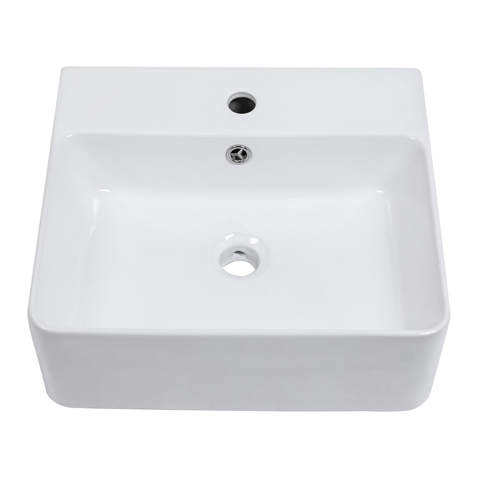 Photo 1 of Couoko 18x16 Inch Wall Mount Rectangle Bathroom Sink White Ceramic Small Vessel Sink Modern Vanity Classic Lavatory Basin Sinks