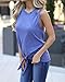 Imily Bela Womens Plain Cut Off Shoulder Crew Neck Tees Shirt Cute Tie Front Tank Tops