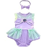 Dressy Daisy Princess Onesie Romper Fancy Dress Costume Halloween Birthday Bodysuit Outfit with Headband for Infant Baby Girl
