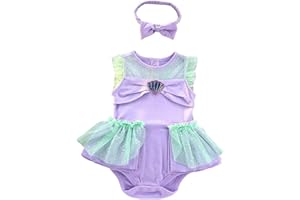 Dressy Daisy Princess Onesie Romper Fancy Dress Costume Halloween Birthday Bodysuit Outfit with Headband for Infant Baby Girl