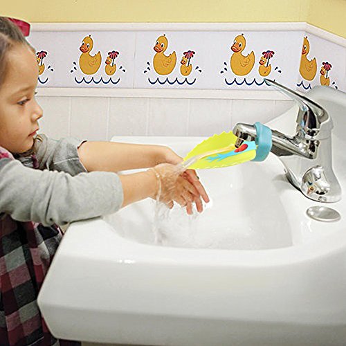 Anpatio 2pcs Cartoon Faucet Extender Adjustable Bath Spout Faucet Cover Safety Sink Handle Extension for Kids Toddlers Hand Washing Kitchen Bathroom Wash Basin Bathtub Accessory - Thumbnail 2