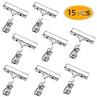 Wpxmer 15 Pack Plastic Merchandise Sign Rotatable Pop Clip Stand, Display Clip Holder, Clear