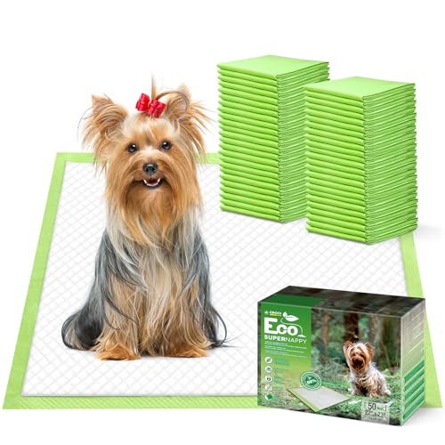 CROCI ECO GREEN DOG PADS 22X23IN PUPPY PADS, PLANT-BASED PEE PADS FOR DOGS ABSORBS UP TO 4 CUPS OF LIQUID, 5-LAYER LEAK-PROOF & QUICK DRYING DOG TRAINING PADS, DISPOSABLE (50 COUNTS)