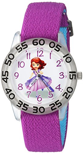 DISNEY Girl's Princess Sofia' Quartz Plastic and Nylon Casual Watch, Color:Purple (Model: WDS000265)