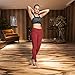 Chikool Workout Pants for Women High Waist Mesh Yoga Leggings Inner/Out Pocket Red