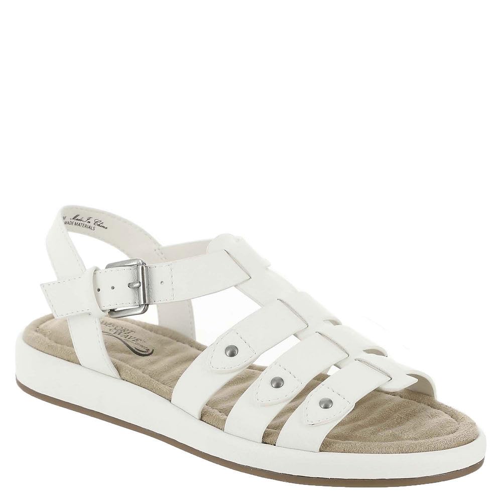 Easy Street Women’s Chirp Flat Sandal, White, 6.5 X-Wide