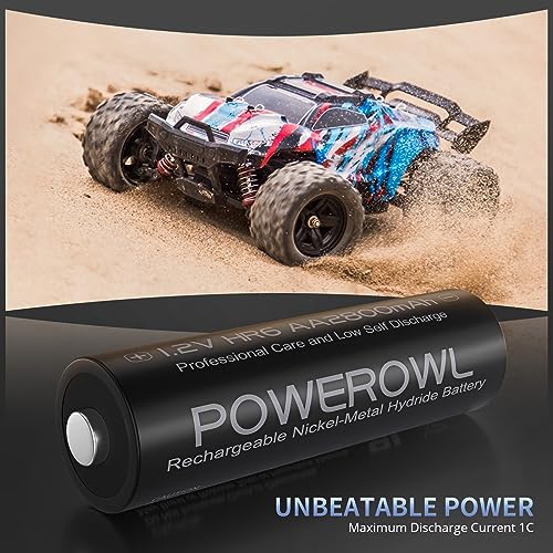 POWEROWL AA Rechargeable Batteries, High Capacity 2800 mAh 1.2 V NI-MH AA Rechargeable Battery Low Self-Discharge for Domestic Equipment (Recharge 8 Pieces, 1200 Cycle)