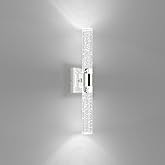Tipace LED Bathroom Sconces Wall Lighting with Crystal Glass,Chrome Bathroom Vanity Light Fixtures,Modern Wall Lights for Mir