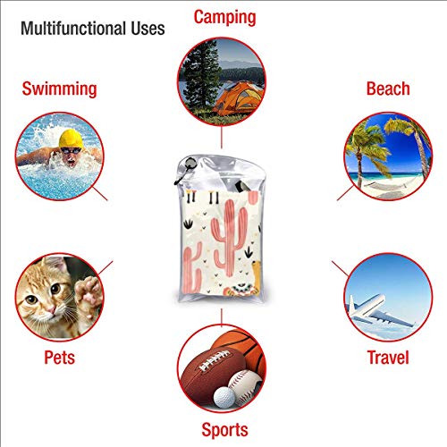 Microfibre-towel-lightweight-travel-beach-towel-Extra-large-quick-drying-camping-towel-Premium-gym-towels-for-swimming-yoga-Highly-absorbent-fast-dry-Yellow-Llamas-Red-Cactus