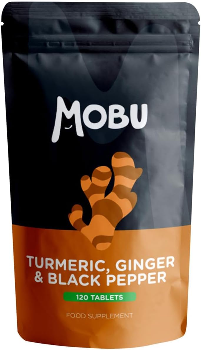MOBU Turmeric 2000mg with Black Pepper & Ginger 120 Tablets Vegan UK