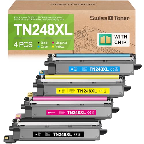 swiss toner TN248XL Compatible with TN248XL TN248 TN-248VAL for Brother MFC-L3740CDWE Toner for Brother DCP-L3560CDW MFC-L3760CDW DCP-L3520CDWE HL-L3240CDW for TN-248XL 248 Toner,4-Pack