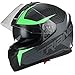 TRIANGLE Full Face Dual Visor Matte Black Street Bike Motorcycle Helmet (Large, Matte Green)