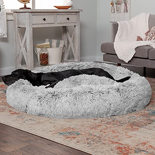 Furhaven 45" Round Calming Donut Dog Bed for Large Dogs, Refillable w/ Removable Washable Cover