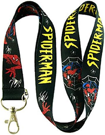 Black Spiderman Poses and Logo Lanyard Phone/Badge Holder