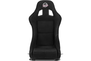 NRG Innovations NRG-FRP-303BK-PRISMA Universal Fixed Back Bucket Racing Seat for 5-Point Harnesses, Size M, Black Alcantara Material, 22" W X 34" H X 16" D