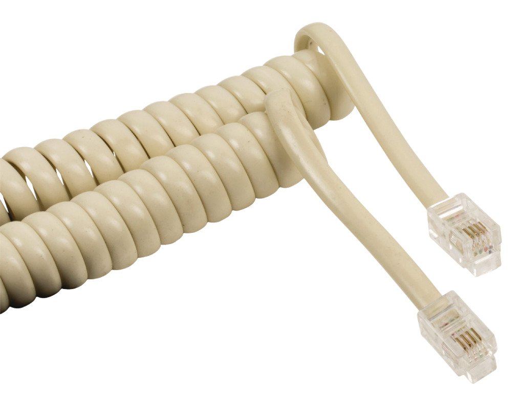 Valueline 2.00 m RJ10 Male to Male Coiled Headset Cable - Ivory