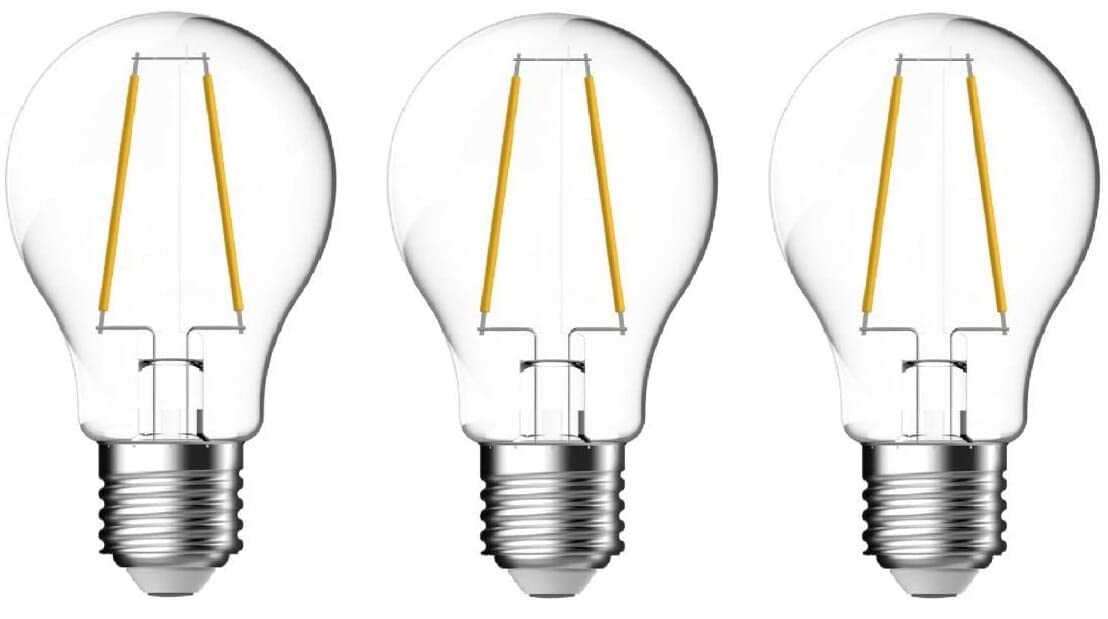 Energetic GLS Clear Filament LED Light Bulb, E27, 7W, 806 Lumens, Warm White 2700K - 3 Pack
