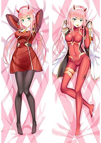 Decorative Darling in The FRANXX Pillow Cover Anime Characters Zero Two Hugs Body Pillowcase (M5, Peach Skin)