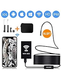 Richgv   Cámara de aislamiento inalámbrica WiFi HD (2,0 MP, 1200P, HD, semirrígida, impermeable, con cámara de serpiente, Android o iOS)