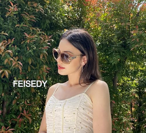 FEISEDY Gafas de sol cuadradas polarizadas para mujer, moda marco de gran tamaño brillante compuesto lentes de sol B2289