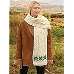 Aran Woollen Mills 100% Merino Wool Shamrock Scarf Natural Aran Woollen Mills 100% Merino Wool Shamrock Scarf Natural