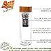 Glass Water Bottle Tea Infuser Tumbler, OCTOPUS NATURE Premium Eco-Friendly Doable Wall Thermos with Elegant Bamboo Lid, Quality Stainless Steel Loose Leaf Strainer - Tea Maker
