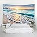 Fabric Tapestry Decorative Wall Art Tablecloth Bedspread Picnic Blanket Beach Throw Blanket for Bedroom Hall Dormitory Living Room Hanging Sea Water Dusk Beach Sunset Print (200 x 150 cm)