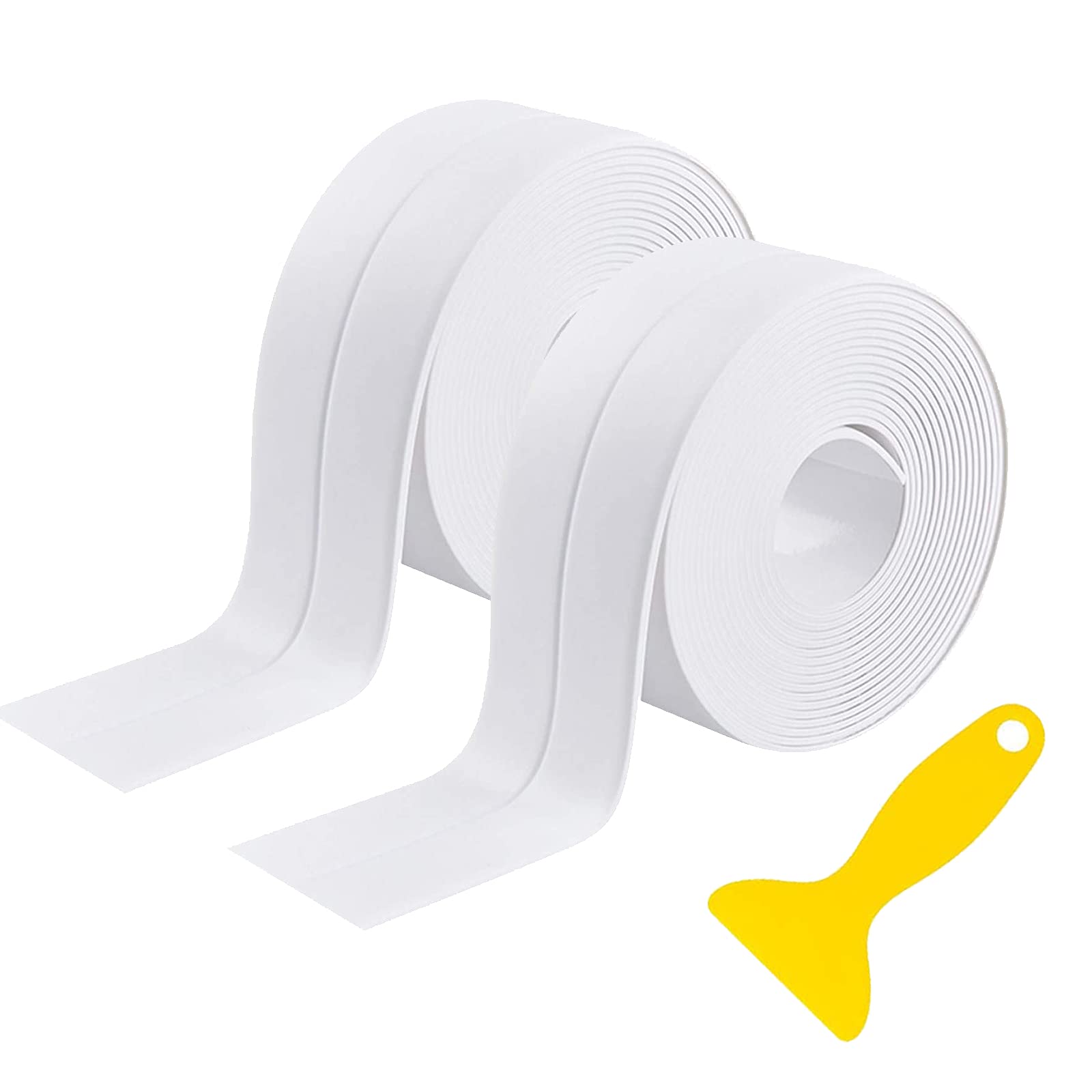 Sealant Tape, Waterproof Selfadhesive Caulking Tape with Sealing Tool, White Bathtub Sealing Strip for Bathroom, Kitchen,Bathtub and Corner Edge (CY0894-WHT-2P) (2 rolls of white)