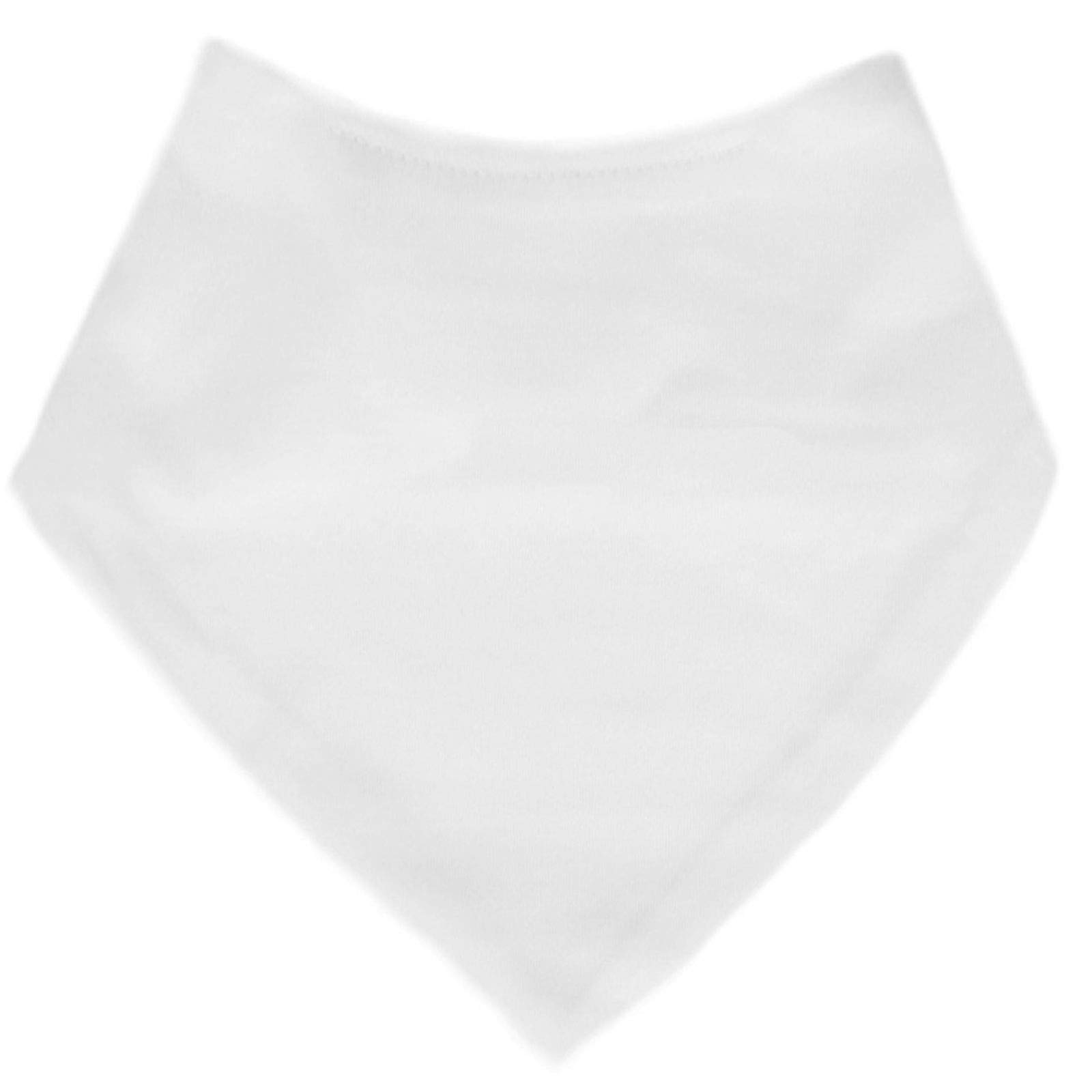 Baby Boys Girls 100% Cotton Plain Bandana Bib 3 Pack Bundle Or Singles Bib BB504 (3 Bibs White)