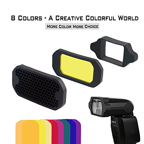 Grid and Gel Set for Flash Gels Lighting Filter Kit for Canon, Nikon,Olympus, Nissin, Sony, Godox, Yongnuo,Neewer,Altura Camera Flash Light - Thumbnail 2