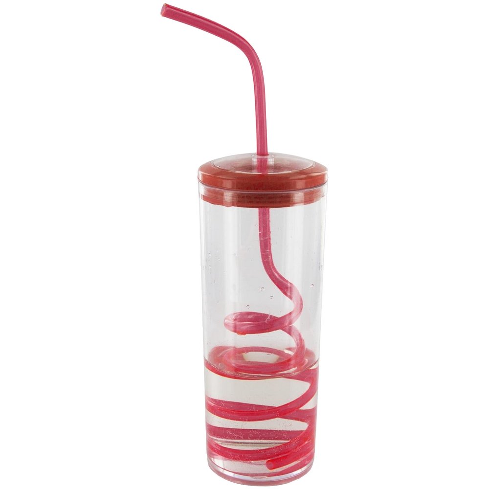 Promobo Has Carry Straw Tumbler Glass Spiral Design Take Away Red